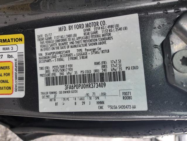 3FA6P0PU0HR373409 Ford Fusion Se Phev
