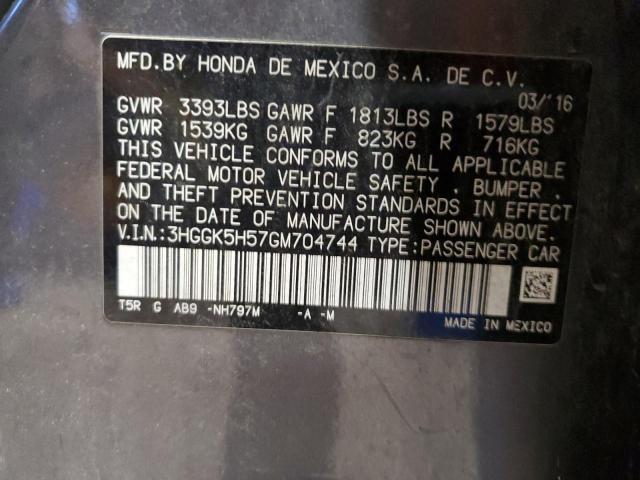 3HGGK5H57GM704744 Honda FIT LX