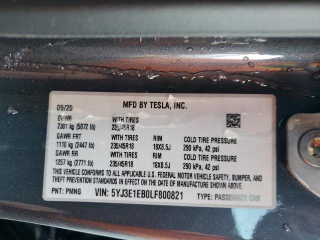 5YJ3E1EB0LF800821 Tesla MODEL 3