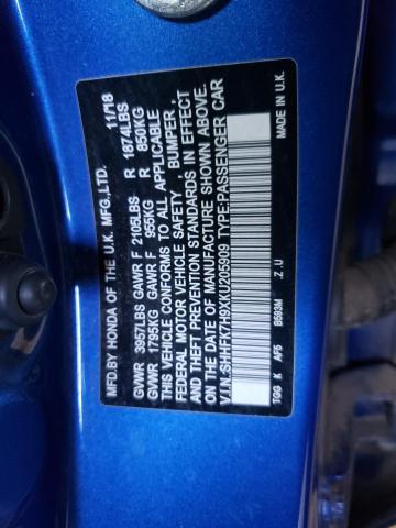 SHHFK7H9XKU205909 Honda Civic Sport Touring