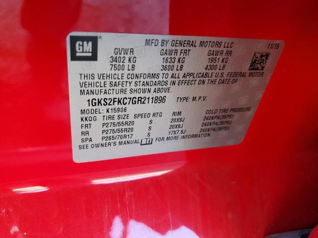 1GKS2FKC7GR211896 GMC Yukon Xl K1500 Sle