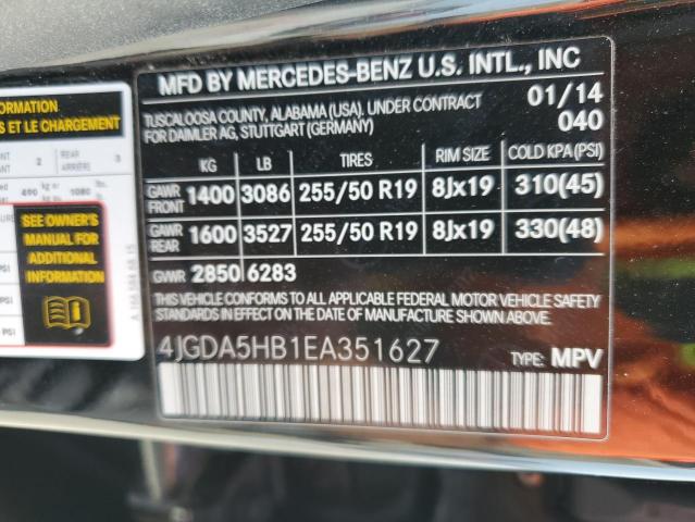 4JGDA5HB1EA351627 Mercedes-Benz Ml 350 4matic