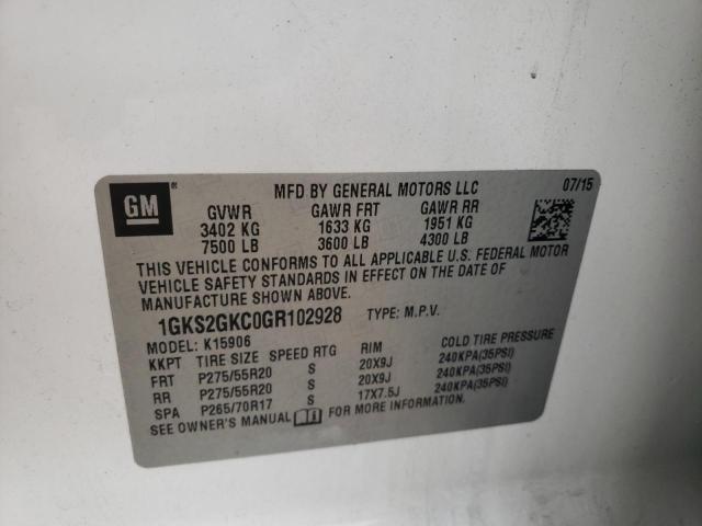 1GKS2GKC0GR102928 GMC Yukon Xl K1500 Slt