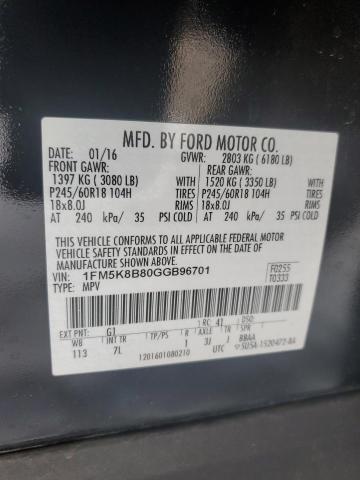 1FM5K8B80GGB96701 Ford EXPLORER