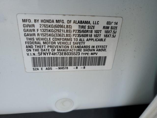 5FNYF4H73EB035523 Honda PILOT EXLN