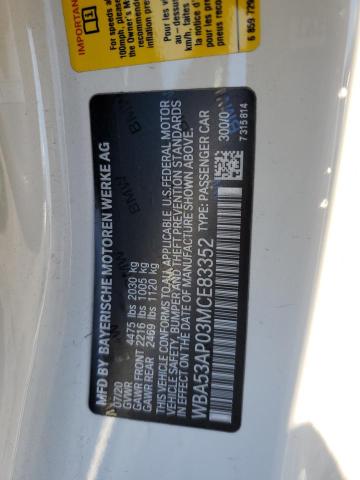 WBA53AP03MCE83352 BMW 430I
