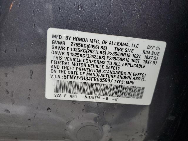 5FNYF4H34FB055097 Honda PILOT SE