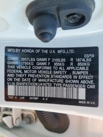 SHHFK7H33KU416753 Honda Civic Lx