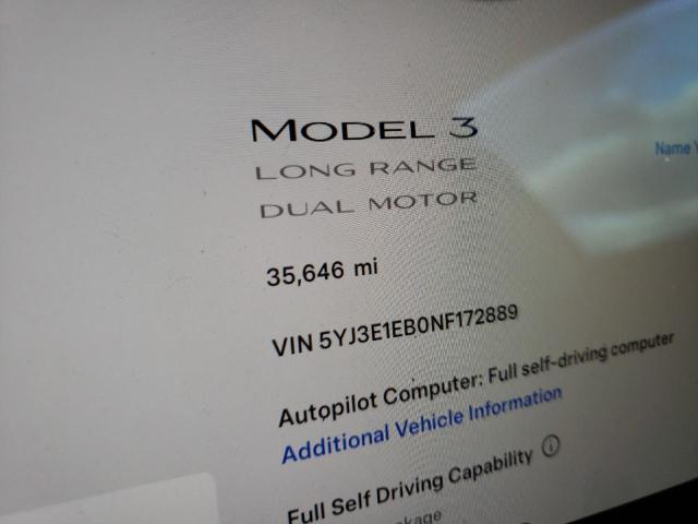 5YJ3E1EB0NF172889 Tesla MODEL 3