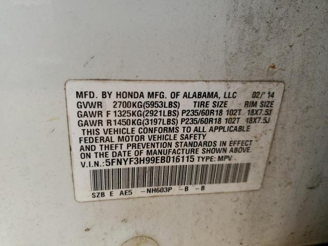 5FNYF3H99EB016115 Honda Pilot Touring