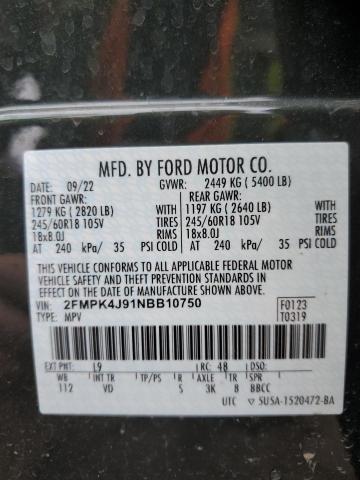 2FMPK4J91NBB10750 Ford EDGE SEL