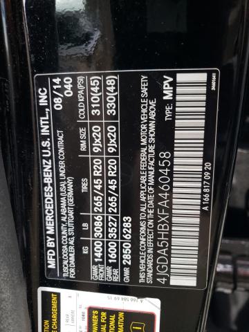 4JGDA5HBXFA460458 Mercedes-Benz Ml 350 4matic