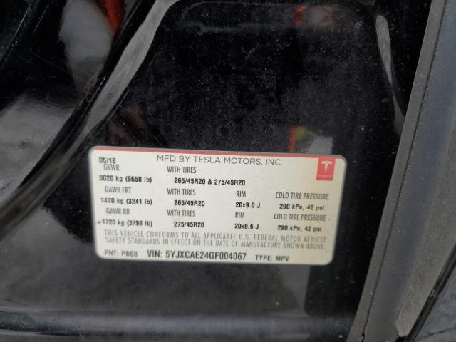 5YJXCAE24GF004067 Tesla MODEL X