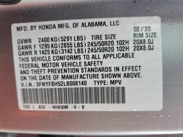 5FNYF8H52LB008140 Honda Passport Exl