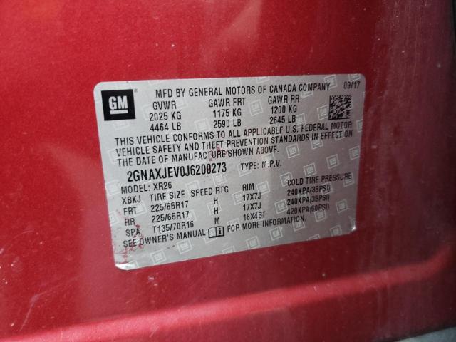 2GNAXJEV0J6200273 Chevrolet EQUINOX LT