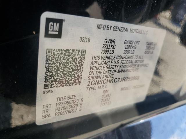 1GNSCHKC7JR259868 Chevrolet Suburban C1500 Lt