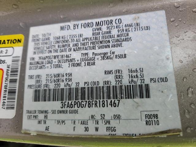3FA6P0G78FR181467 Ford FUSION S