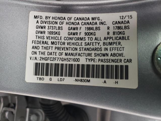 2HGFC2F77GH521600 Honda CIVIC EX