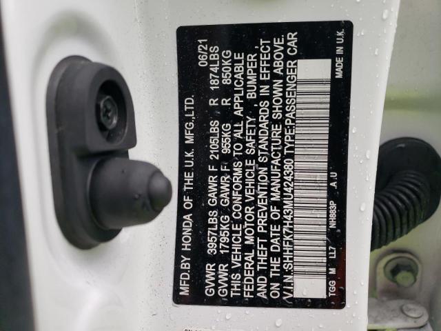 SHHFK7H43MU424380 Honda Civic Sport