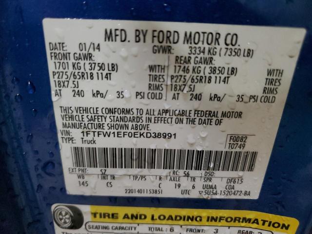 1FTFW1EF0EKD38991 Ford F150 Supercrew