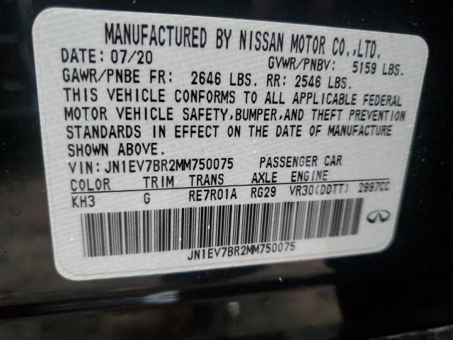 JN1EV7BR2MM750075 Infiniti Q50 LUXE
