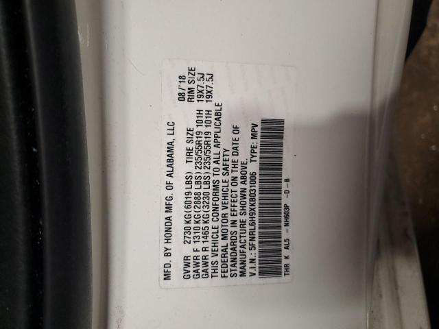 5FNRL6H9XKB031006 Honda Odyssey Elite
