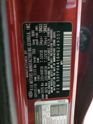5XYPH4A16HG249351 KIA SORENTO EX