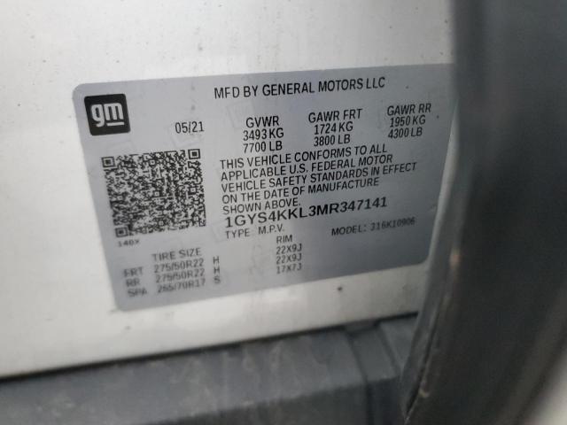 1GYS4KKL3MR347141 Cadillac Escalade Esv Premium Luxury