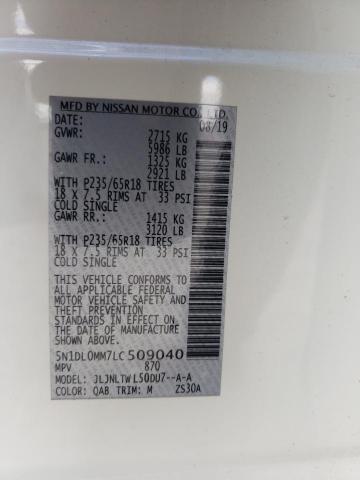 5N1DL0MM7LC509040 Infiniti QX60 LUXE