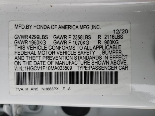 1HGCV1F10MA023509 Honda ACCORD LX