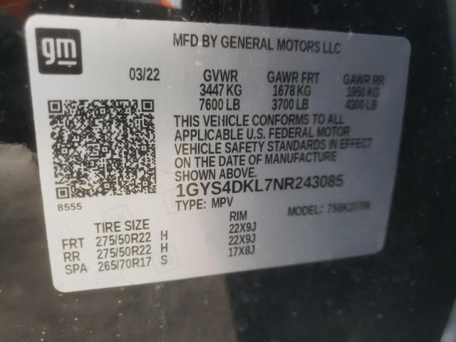 1GYS4DKL7NR243085 Cadillac Escalade Premium Luxury Platinum