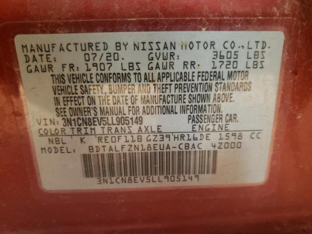 3N1CN8EV5LL905149 Nissan VERSA SV