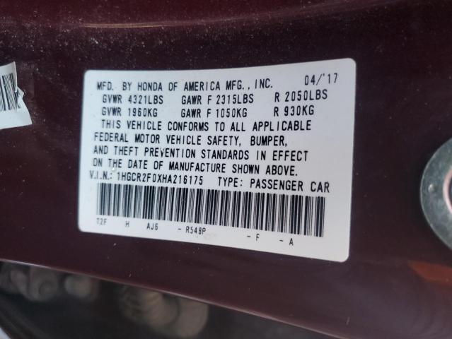 1HGCR2F0XHA216175 Honda ACCORD EX