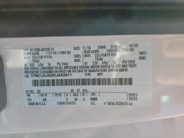 1FMCU0J92KUA52011 Ford ESCAPE TIT