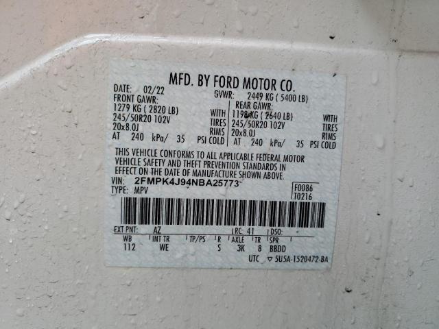 2FMPK4J94NBA25773 Ford EDGE SEL