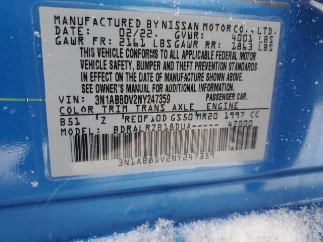 3N1AB8DV2NY247359 Nissan SENTRA SR