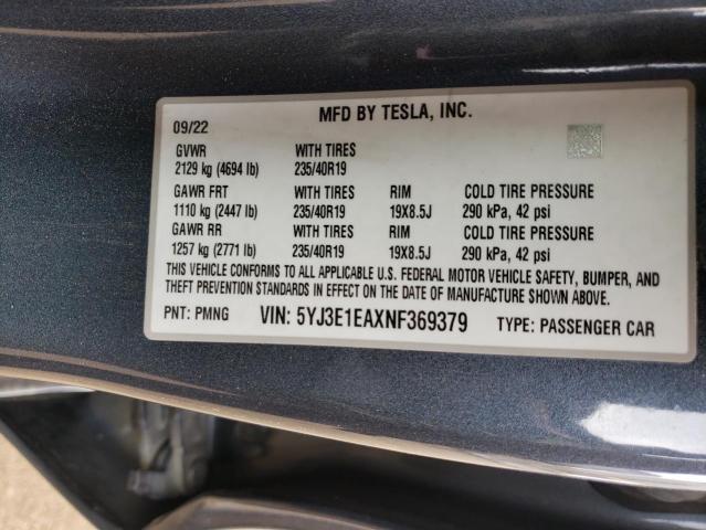 5YJ3E1EAXNF369379 Tesla MODEL 3