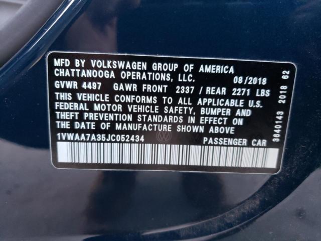 1VWAA7A35JC052434 Volkswagen PASSAT S