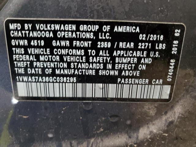 Auction sale of the 2016 Volkswagen Passat S , vin: 1VWAS7A36GC036295, lot number: 137266154