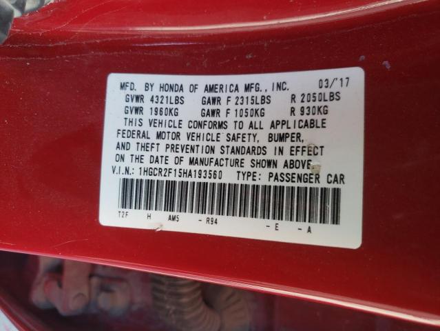 1HGCR2F15HA193560 Honda Accord Sport Special Edition