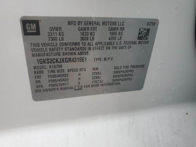 1GKS2CKJXGR431661 GMC YUKON DENALI