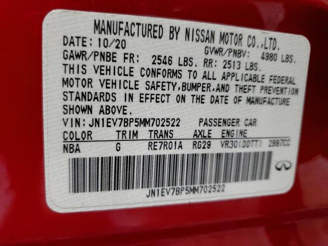 JN1EV7BP5MM702522 Infiniti Q50 LUXE