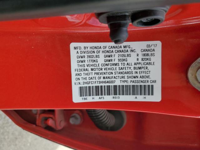 2HGFC1F73HH646007 Honda CIVIC EXL