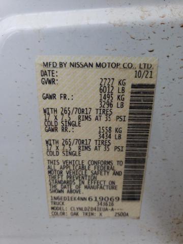 1N6ED1EK4NN619069 Nissan FRONTIER S