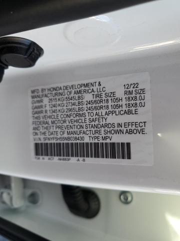 5FNYF5H55NB038430 Honda PILOT EXL