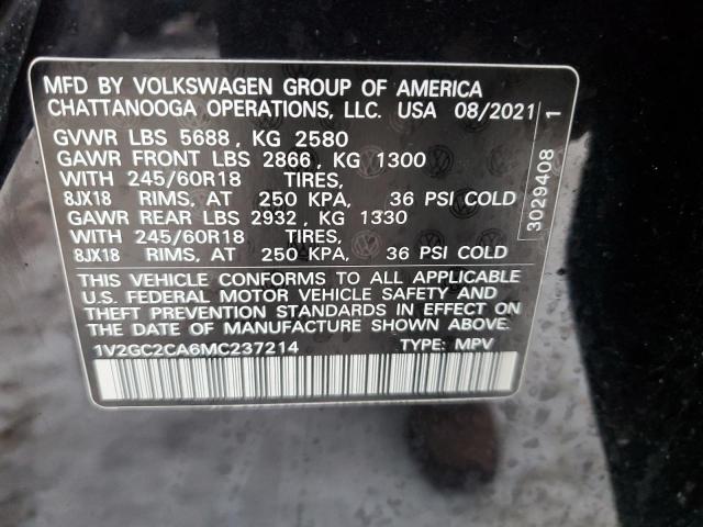 1V2GC2CA6MC237214 Volkswagen Atlas Cross Sport S