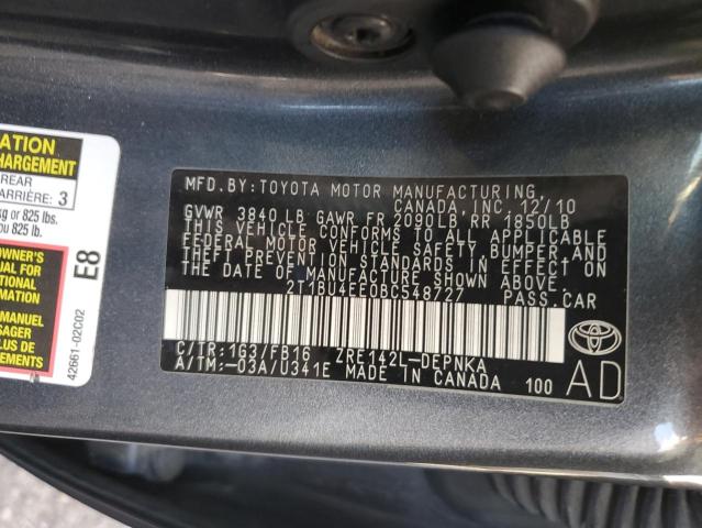 Auction sale of the 2011 Toyota Corolla Base , vin: 2T1BU4EE0BC548727, lot number: 140194884