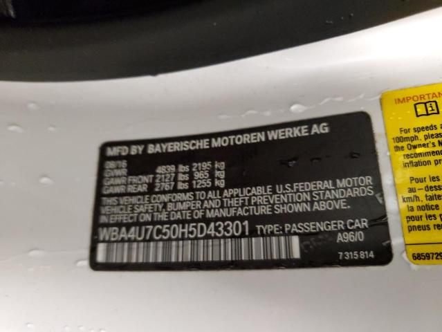 WBA4U7C50H5D43301 BMW 430I