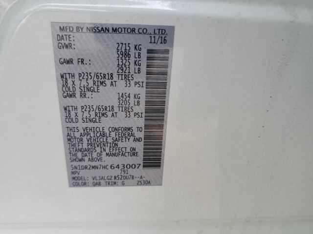 5N1DR2MN7HC643007 Nissan Pathfinder S