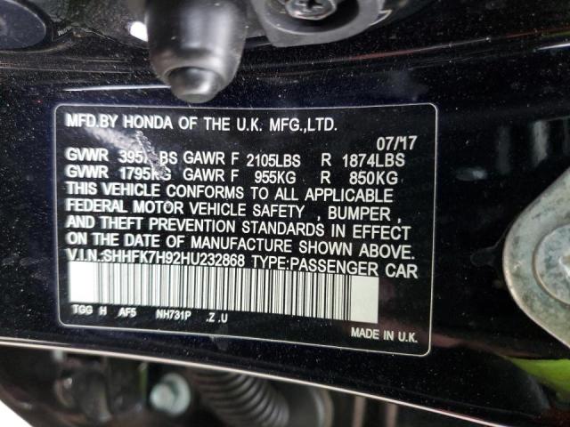 SHHFK7H92HU232868 Honda Civic Sport Touring